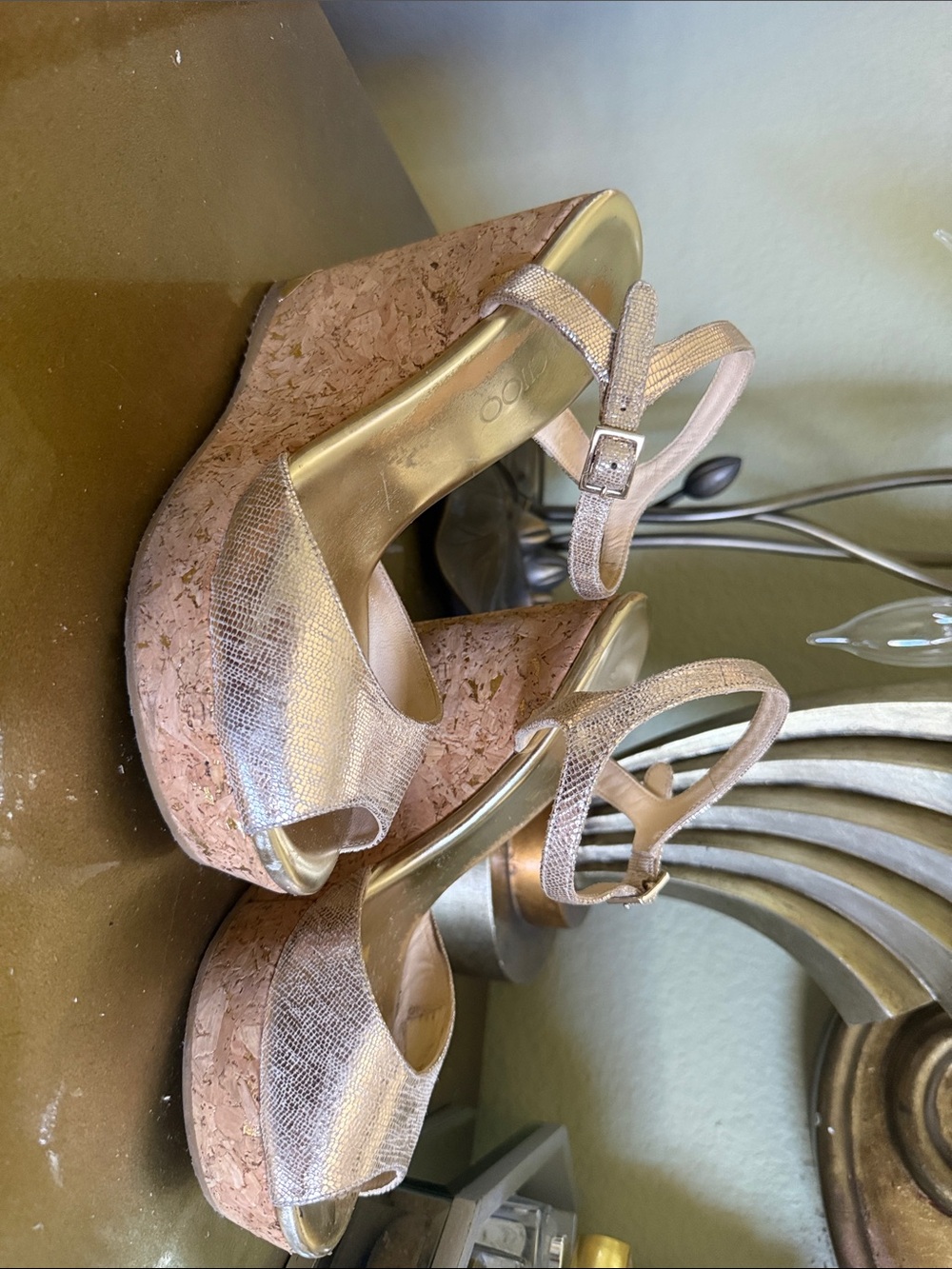 Jimmy Choo Metallic Rose Gold Slingback Peep-Toe Heels…. 100% AUTHENTIC - Picture 2 of 9